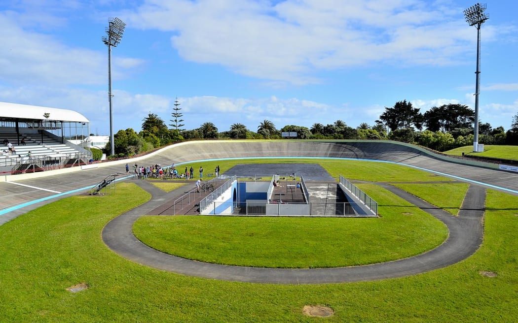 An aerial shot of the Manukau Sport Bowl velodrome that was used to host events at the 1990 Commonwealth Games.
