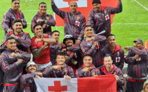 Malaki Fekitoa with the Tonga Sevens team in Capetown, South Africa.