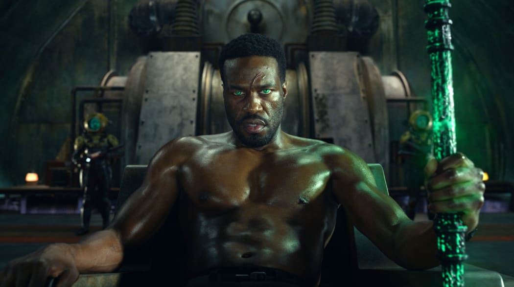 Still image from the 2023 superhero film Aquaman and the Lost Kingdom featuring Yahya Abdul-Mateen II as Manta.