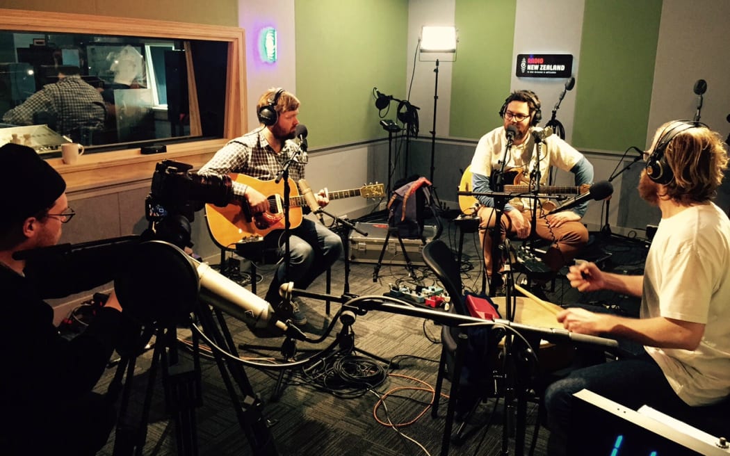 Phoenix Foundation in Session. From left, Zac Arnold, Luke Buda, Sam Scott, Chris O'Connor