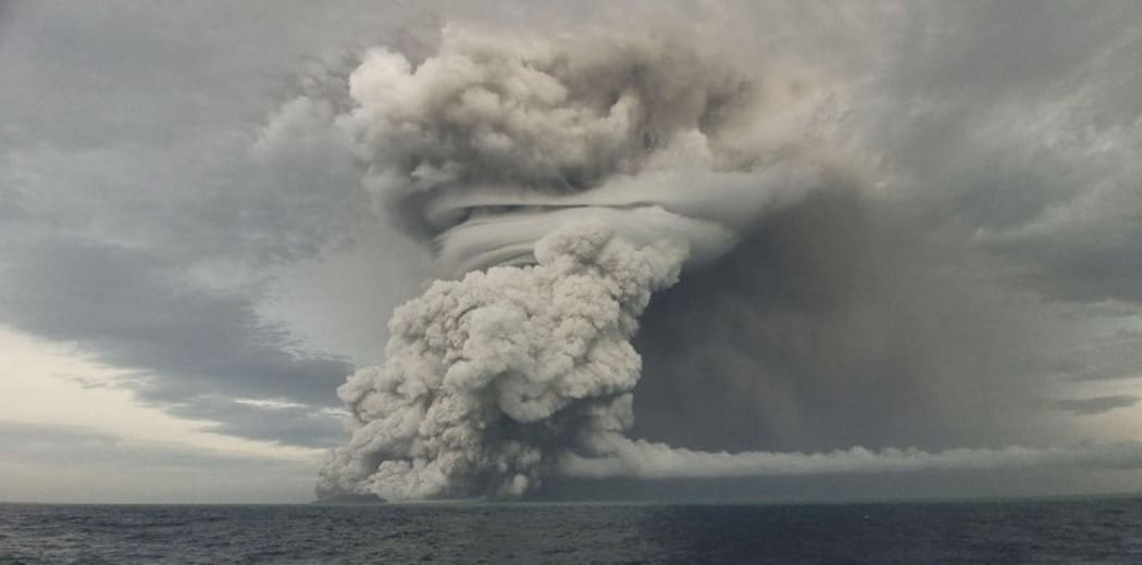 Powerful undersea volcano eruption in Tonga on Friday Jan 14, 2022. The latest eruption of the Hunga Tonga-Hunga Ha'apai volcano came just a few hours after Friday's tsunami warning was lifted.