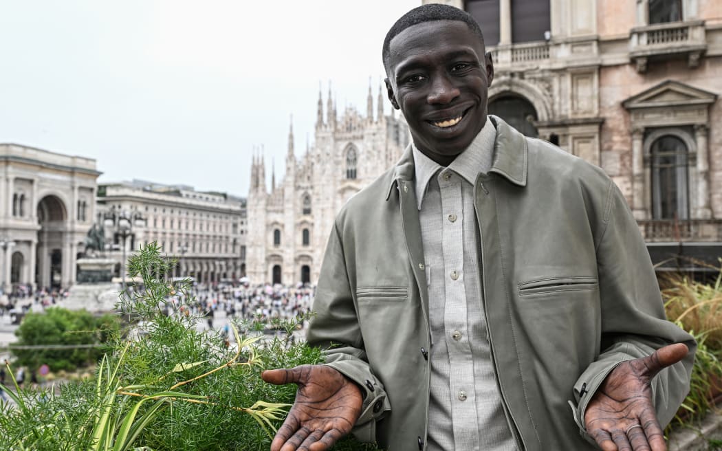 Influencer and TikToker Khaby Lame is pictured during an interview with AFP on September 18, 2024 in Milan. (Photo by GABRIEL BOUYS / AFP)