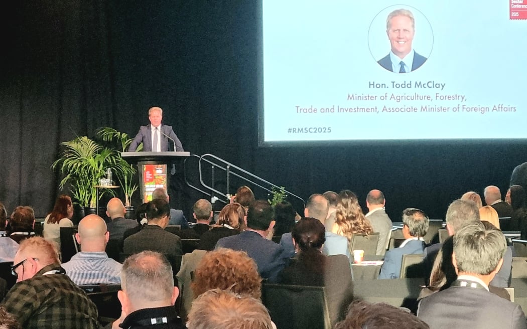 Agriculture Minister Todd McClay speaking at the Red Meat Sector Conference in Christchurch on Tuesday.