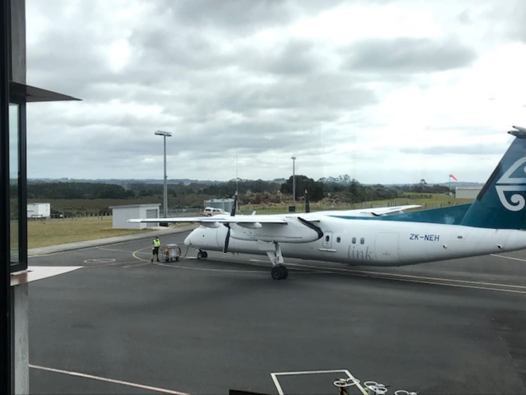 Air New Zealand's first direct flight from Wellington to Kerikeri touches down.