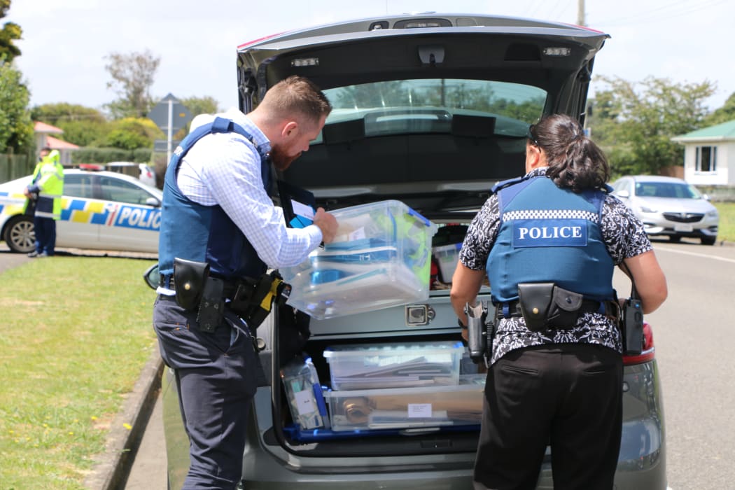 Police forensic teams at the Hawera property.