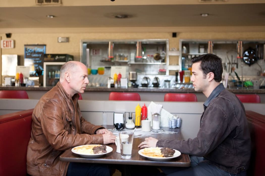 Bruce Willis and Joseph Gordon-Levitt in the 2012 film 'Looper'
