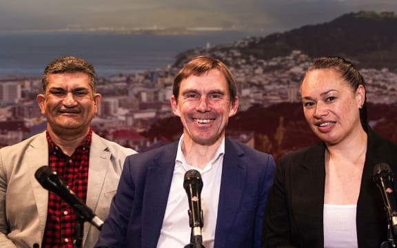 Graphic depicting 3 candidates in the Wellington mayoral race