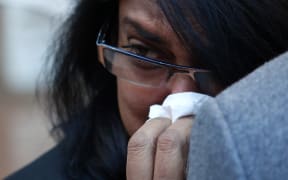 Arun Kumar's wife Anita Kumar outside the High Court in Auckland after the jury's verdict.