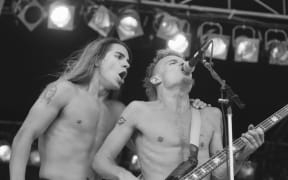 Anthony Kiedis and Flea of Red Hot Chili Peppers,1989.