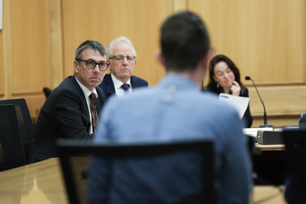 Justice Committee member and Labour MP Duncan Webb questions petitioner Max Tweedie