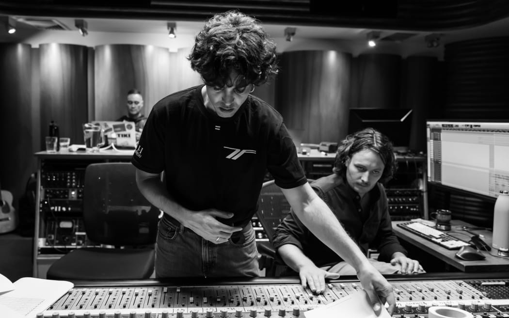 Composer Arli Liberman recording the score for the 2024 film Ka Whawhai Tonu