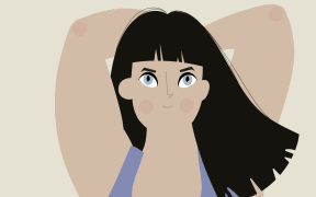 An illustration of a woman with her arms in the air.