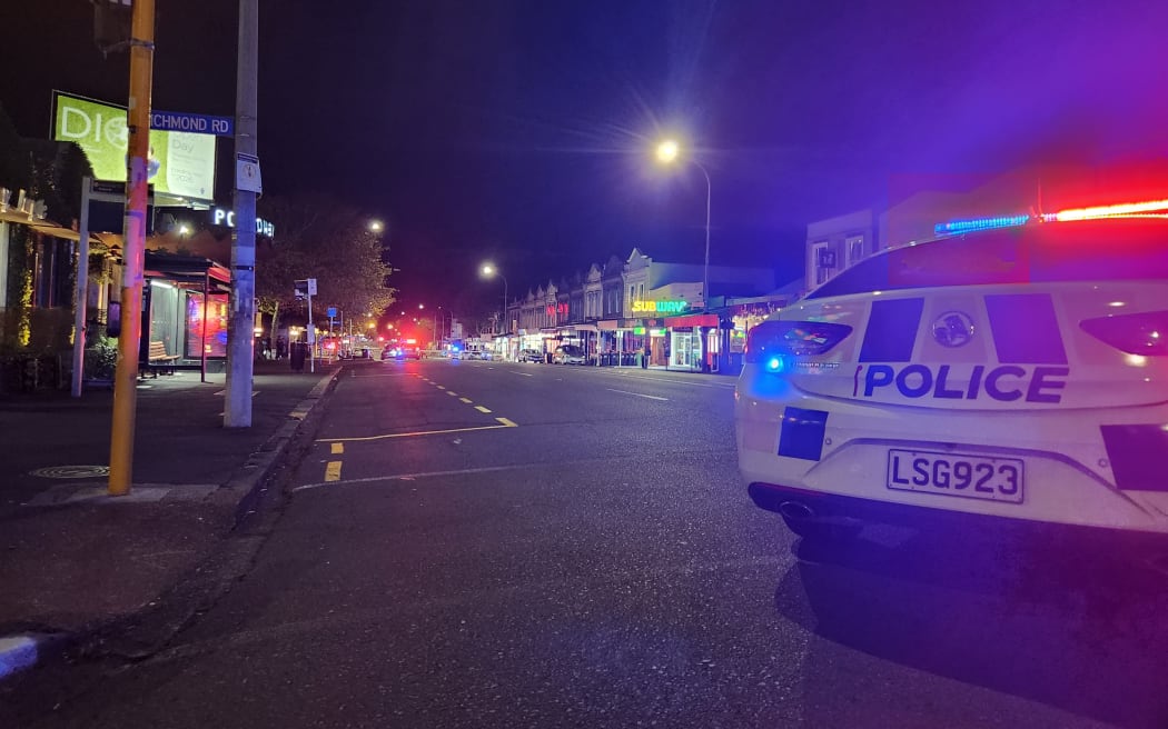 A police cordon on Ponsonby Road following reports of a homicide on Sunday 5 May 2024.
