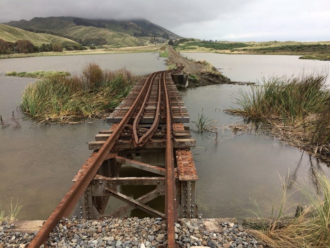 Bridge 129 near Tirohanga, on the Main North Line railway dropped a massive 2.3 metres and moved up to 5.5m sideways when the quake struck.