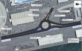 An image showing the roundabout and proposed changes to Aotea Quay in Wellington.