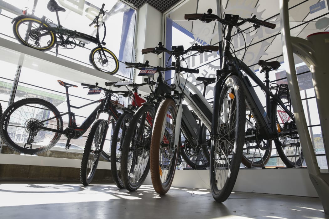 E-Bikes in a store.