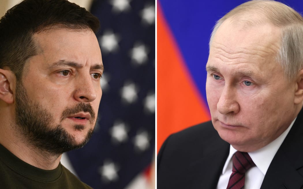 Ukrainian President Volodymyr Zelensky and Russian President Vladimir Putin.