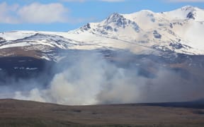 An image of a large scrub fire burning at the Tekapo Military Training Area on 22 October 2024.