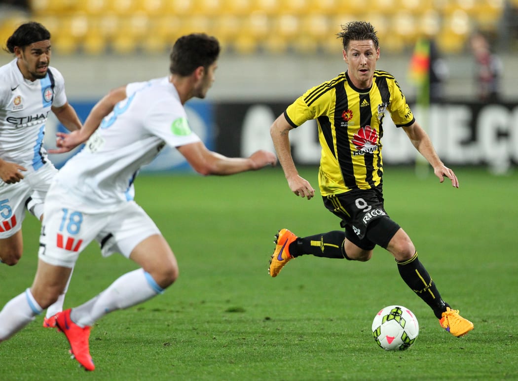 Phoenix' Nathan Burns on the ball during the A-League Football Elimination Final match.