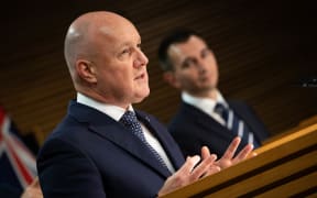 Prime Minister Christopher Luxon and Minister Simeon Brown at post-cab