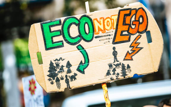 Climate change protest sign
