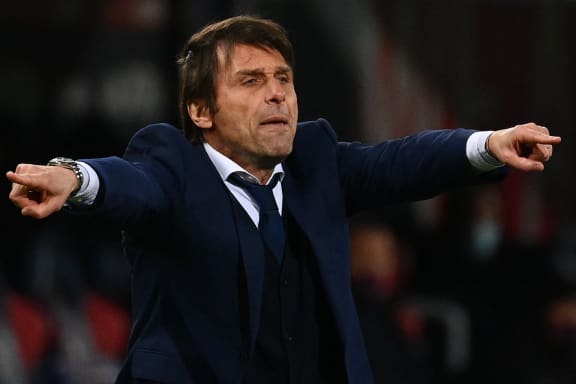 Antonio Conte shouts instructions while managing Inter Milan.