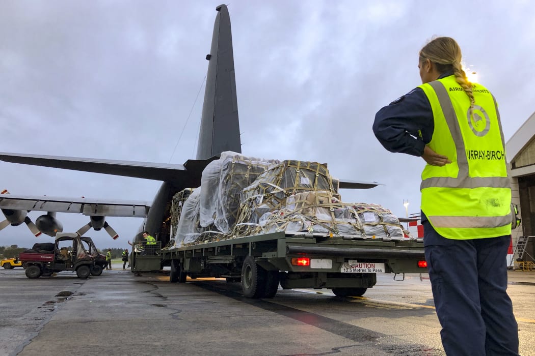Supplies for Fiji and Vanuatu loaded onto an RNZAF Hercules