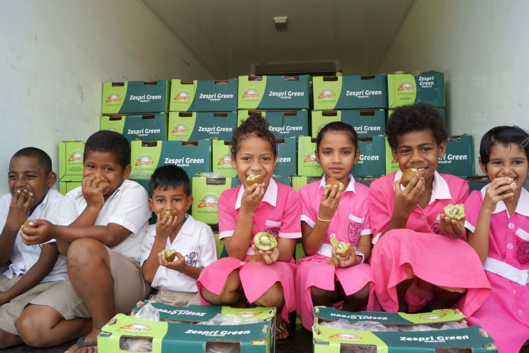 Nine tonnes of kiwifruit is being distributed to schools mainly around Suva.