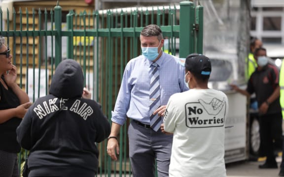 Security ramps up ahead of Covid-19 testing at Papatoetoe High School on 23 February.