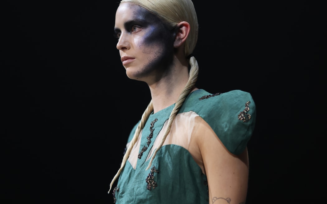 AUCKLAND, NEW ZEALAND - AUGUST 30: A model walks the runway during the Lontessa show during New Zealand Fashion Week 23: Kahuria at Viaduct Events Centre‎ on August 30, 2023 in Auckland, New Zealand.