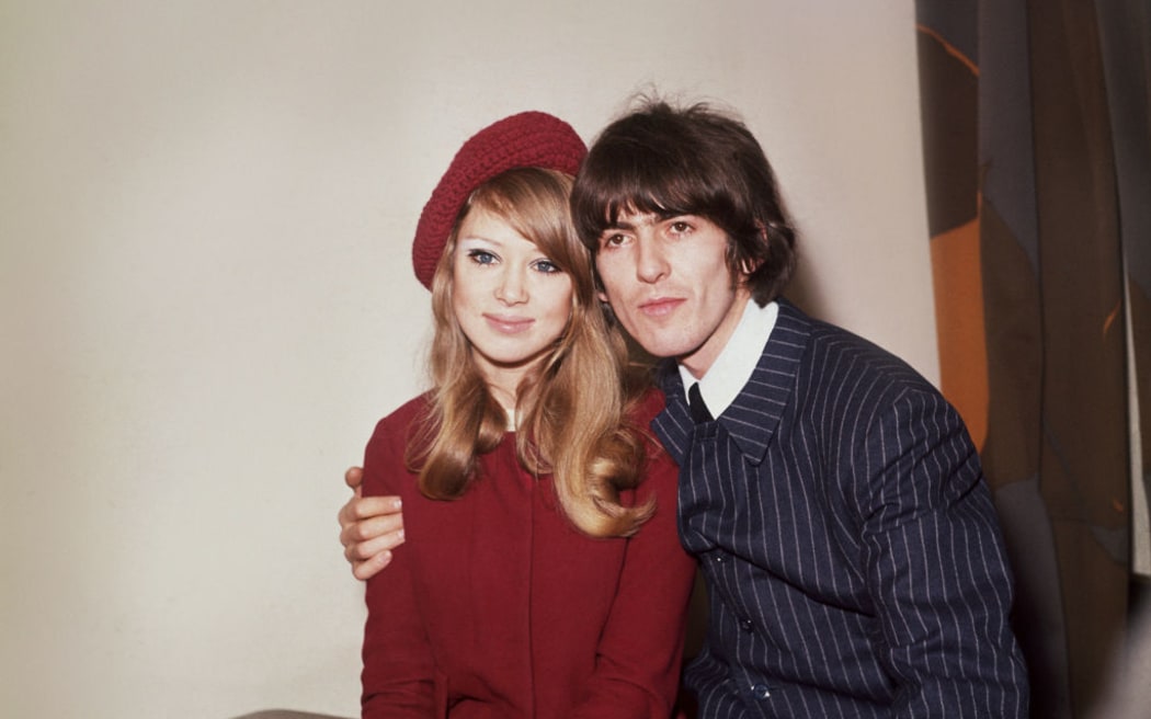 22nd January 1966:  George Harrison (1943 - 2001), singer, songwriter and guitarist with The Beatles pictured with his wife, model Patti Boyd.  (Photo by Fox Photos/Getty Images)