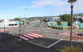 Knights Road with two temporary lanes for cycling.