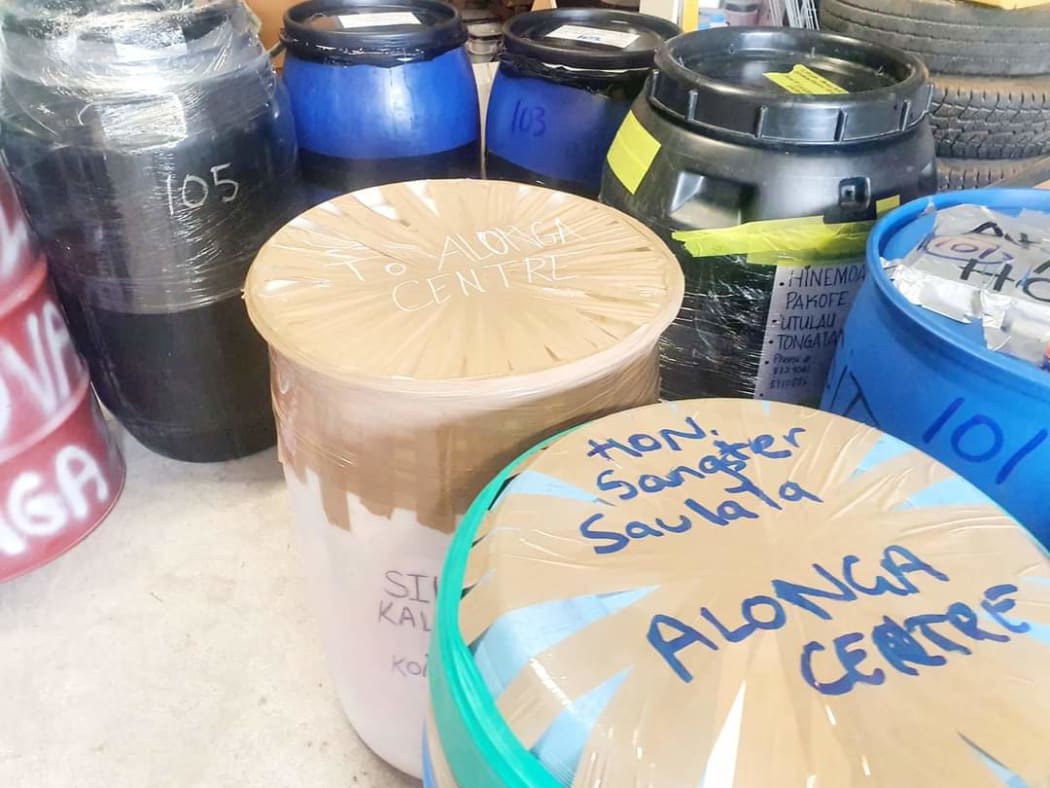 Goods are packed for Tonga in Palmerston North.