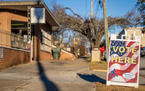 HAMPTON, SOUTH CAROLINA - JANUARY 29: A voting sign is seen outside of the Richland County Satellite building on January 29, 2024 in Hampton, South Carolina. South Carolina continues preparations ahead of the next Primary election on February 3. Republican presidential candidates former President Donald Trump and former UN Ambassador and former South Carolina Governor, Nikki Haley will continue battling it out for their parties nomination.   Brandon Bell/Getty Images/AFP (Photo by Brandon Bell / GETTY IMAGES NORTH AMERICA / Getty Images via AFP)