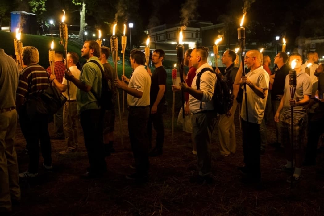 Neo Nazis, Alt-Right, and White Supremacists march in Charlottesville, Virginia.