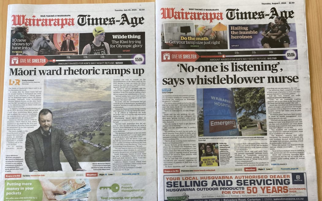 image of front pages of Wairarapa Times-Age