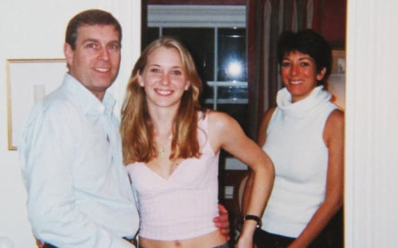 The Duke of York Prince Andrew, Virginia Roberts (now Giuffre) and Ghislaine Maxwell in 2001.