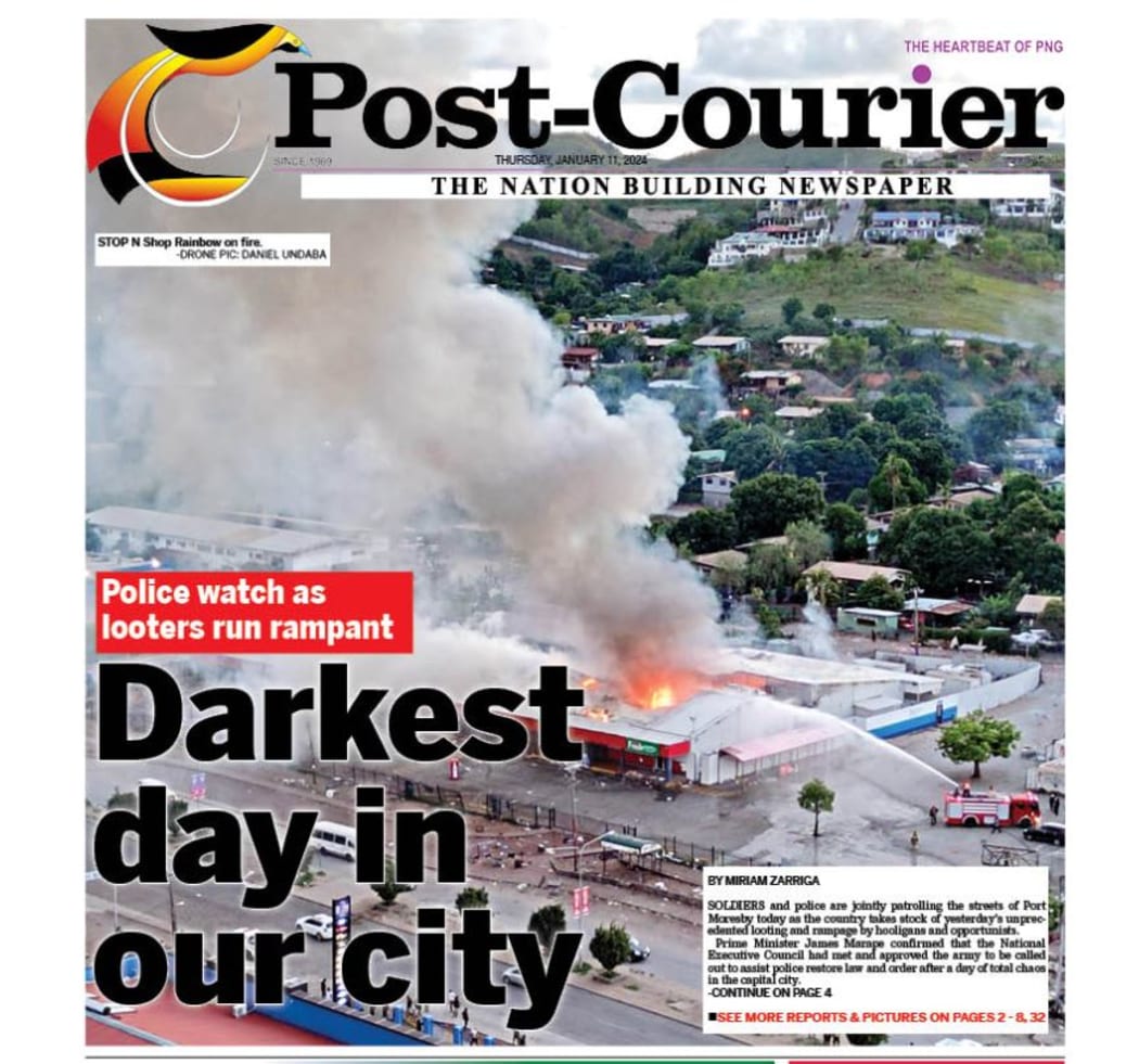 Post-Courier frontpage on Thursday. 11 January 2024