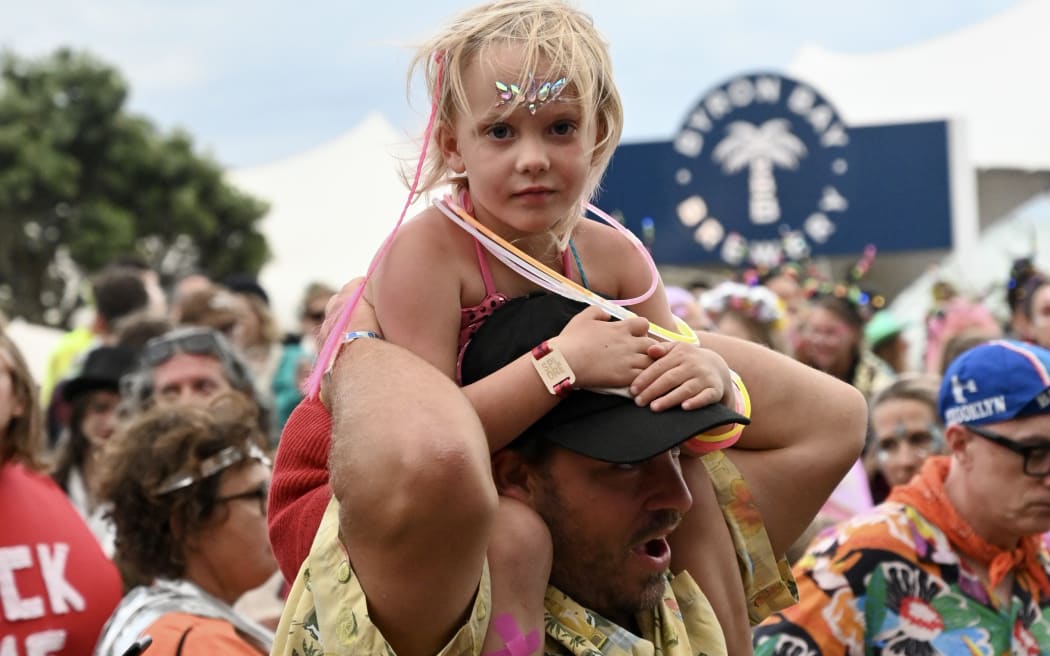 A little girl gets a better view at Splore