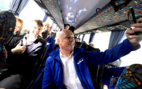 National Party leader Christopher Luxon campaigns on 11 October 2023.