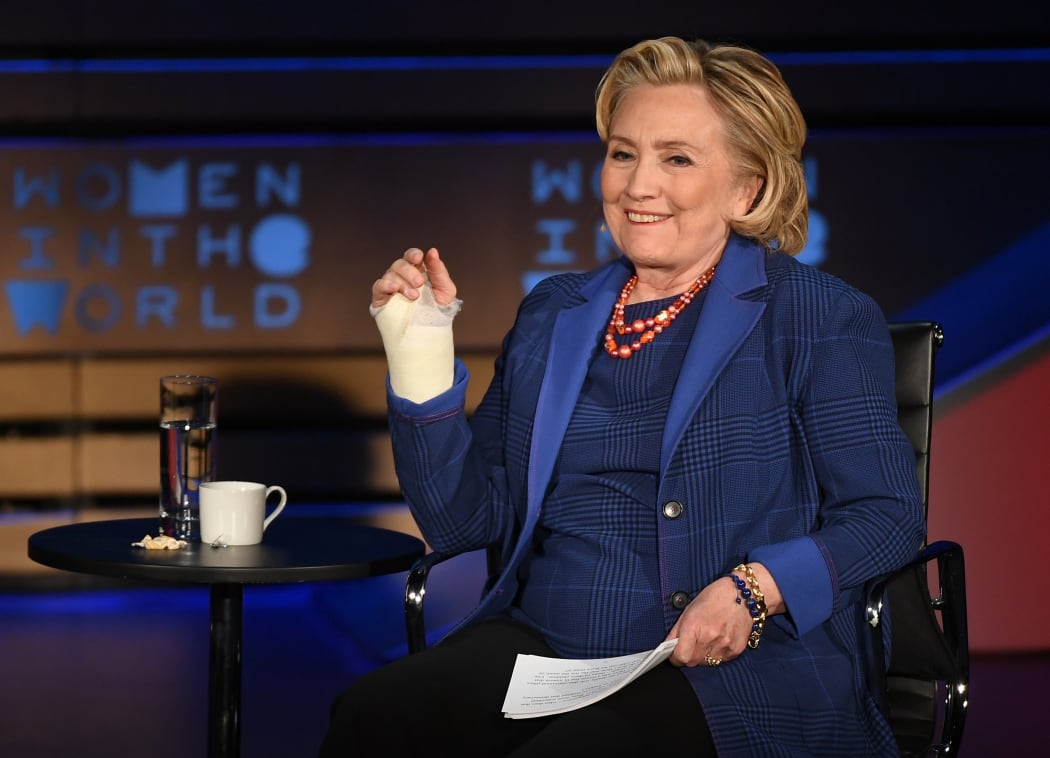 Former Secretary of State Hillary Rodham Clinton speaks onstage at the Women of the World Summit on April 13, 2018 in New York City.