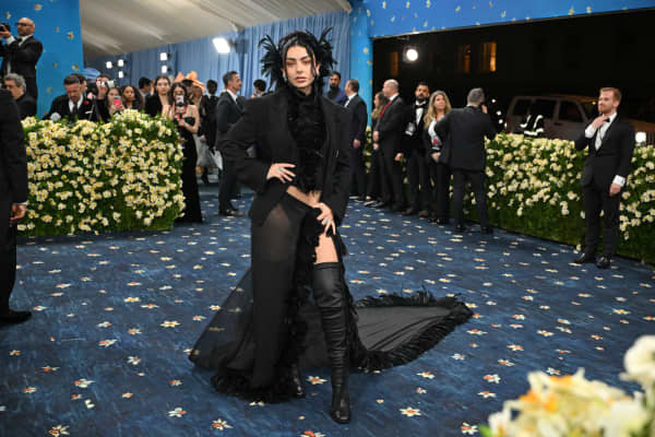 British singer-songwriter Charli XCX arrives for the 2025 Met Gala at the Metropolitan Museum of Art on May 5, 2025, in New York.