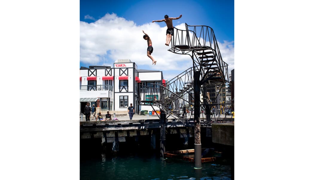 Jumping platform Wellington waterfront. Designed by Prof Martin Bryant