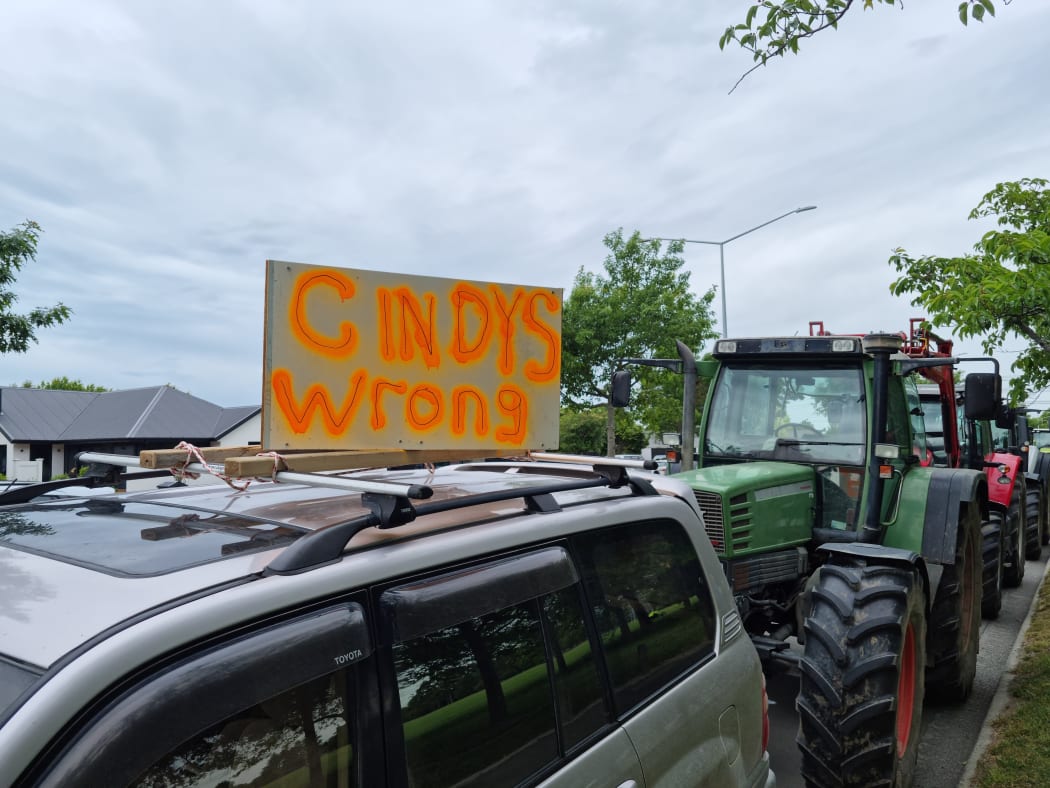 Groundswell protesters in a convoy in Christchurch Sunday.
