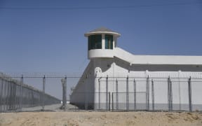 A watchtower on a high-security facility near what is believed to be a re-education camp where mostly Muslim ethnic minorities are detained, on the outskirts of Hotan, in China's northwestern Xinjiang region.