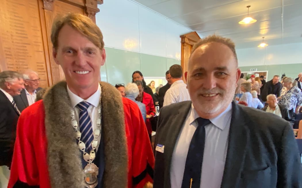 Kaipara Mayor Jonathan Larsen (left) and Deputy Mayor Gordon Lambeth (Photo by Susan Botting Local Democracy Reporter Northland SINGLE USE ONLY WITH THIS LDR STORY)