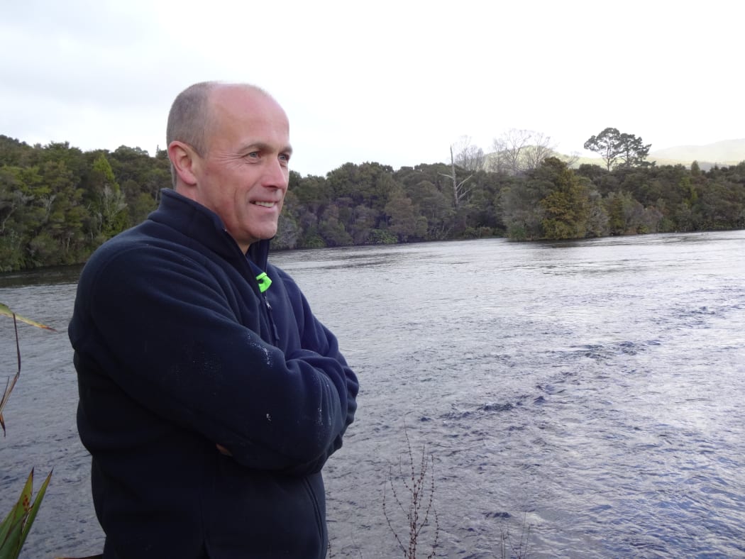 NZ King Salmon's freshwater manager Jon Bailey overlooking Te Waikoropupu Springs, from which the salmon hatchery draws its clear and cold water.