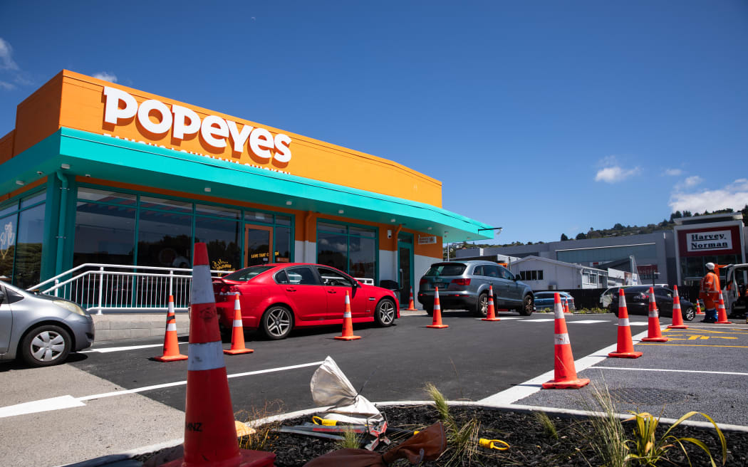 Traffic management at Popeyes chicken in Lower Hutt