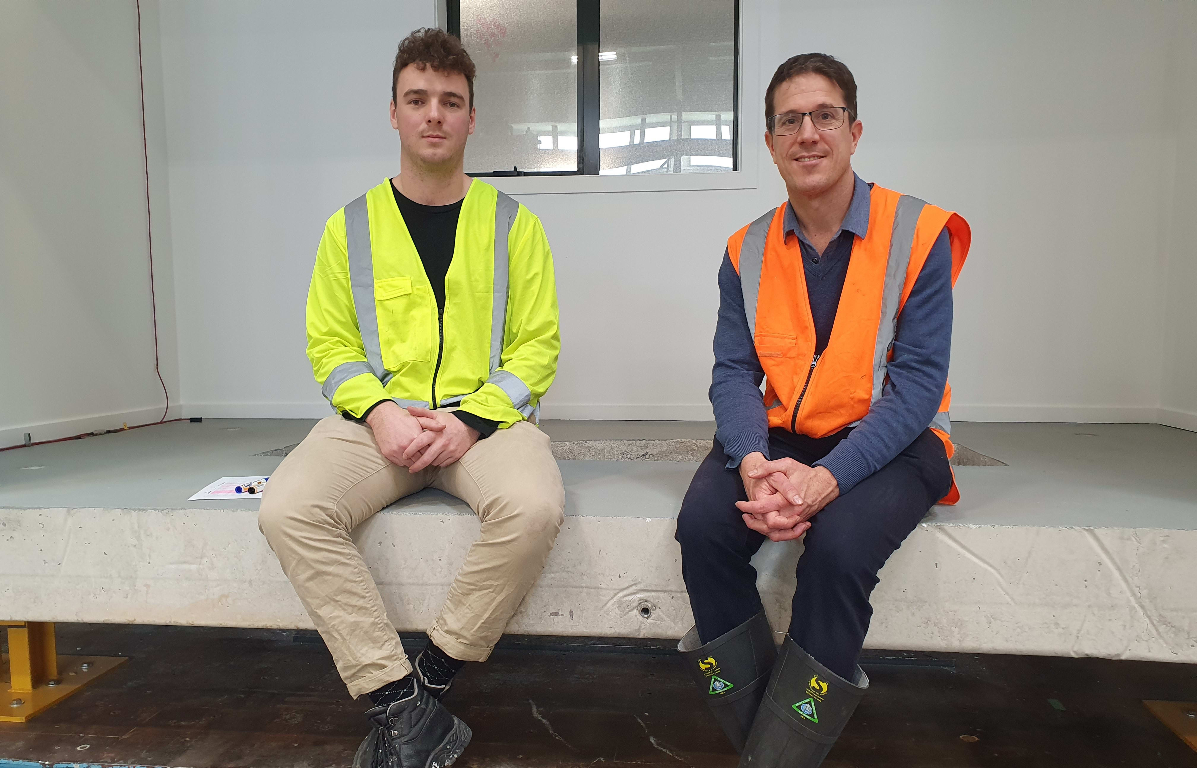 Tom Francis and and Tim Sullivan in their base isolated test house