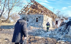 Village house is destroyed by Russia army shelling in the village of Pavlivka in Chernihiv, Ukraine, on 28 February, 2022.